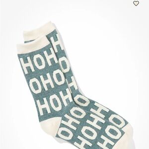 Hohoho American eagle aerie Festive Green and cream Holiday Socks